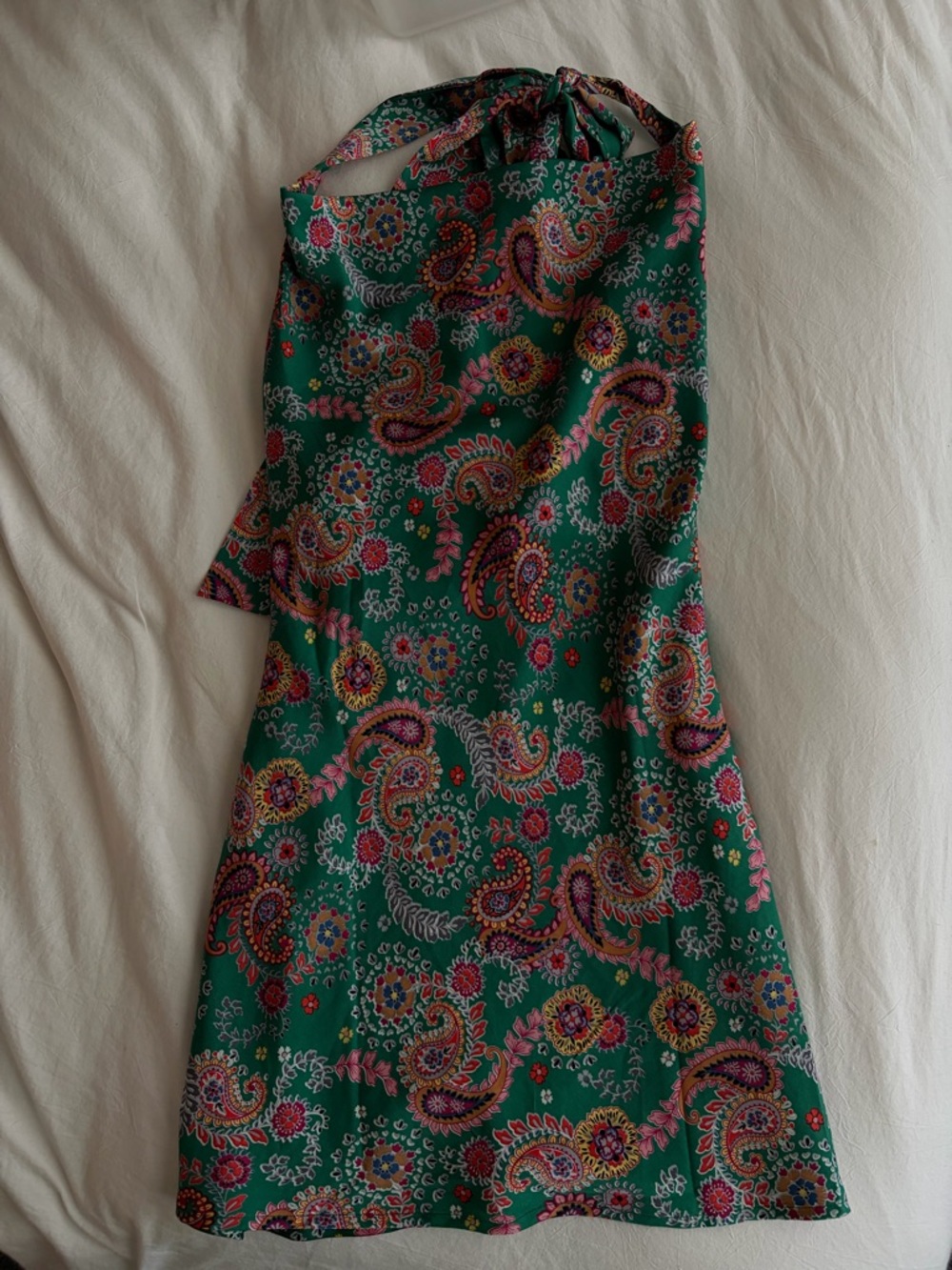 Green Paisley Halter Dress - Sleeveless Summer Style